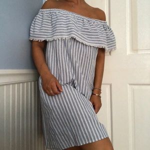 Light Blue and White Striped Dress